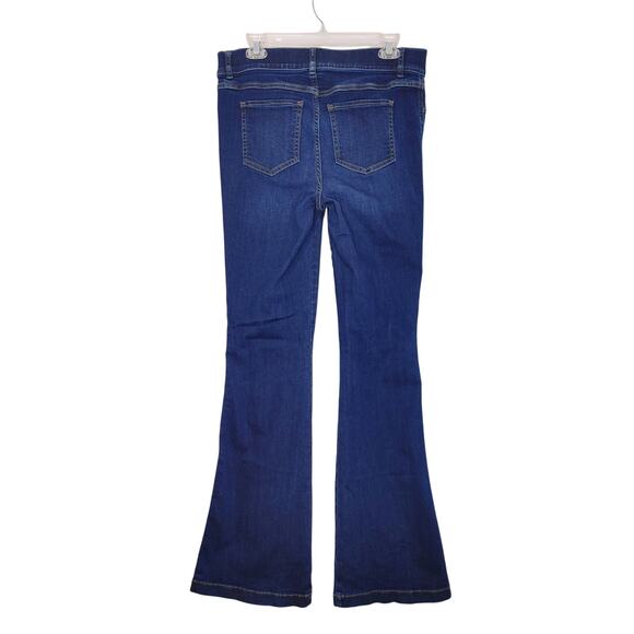 Spanx Flare Jeans High Waist Slim Fit Stretch Midnight Shade Blue Womens Size L - Picture 4 of 9